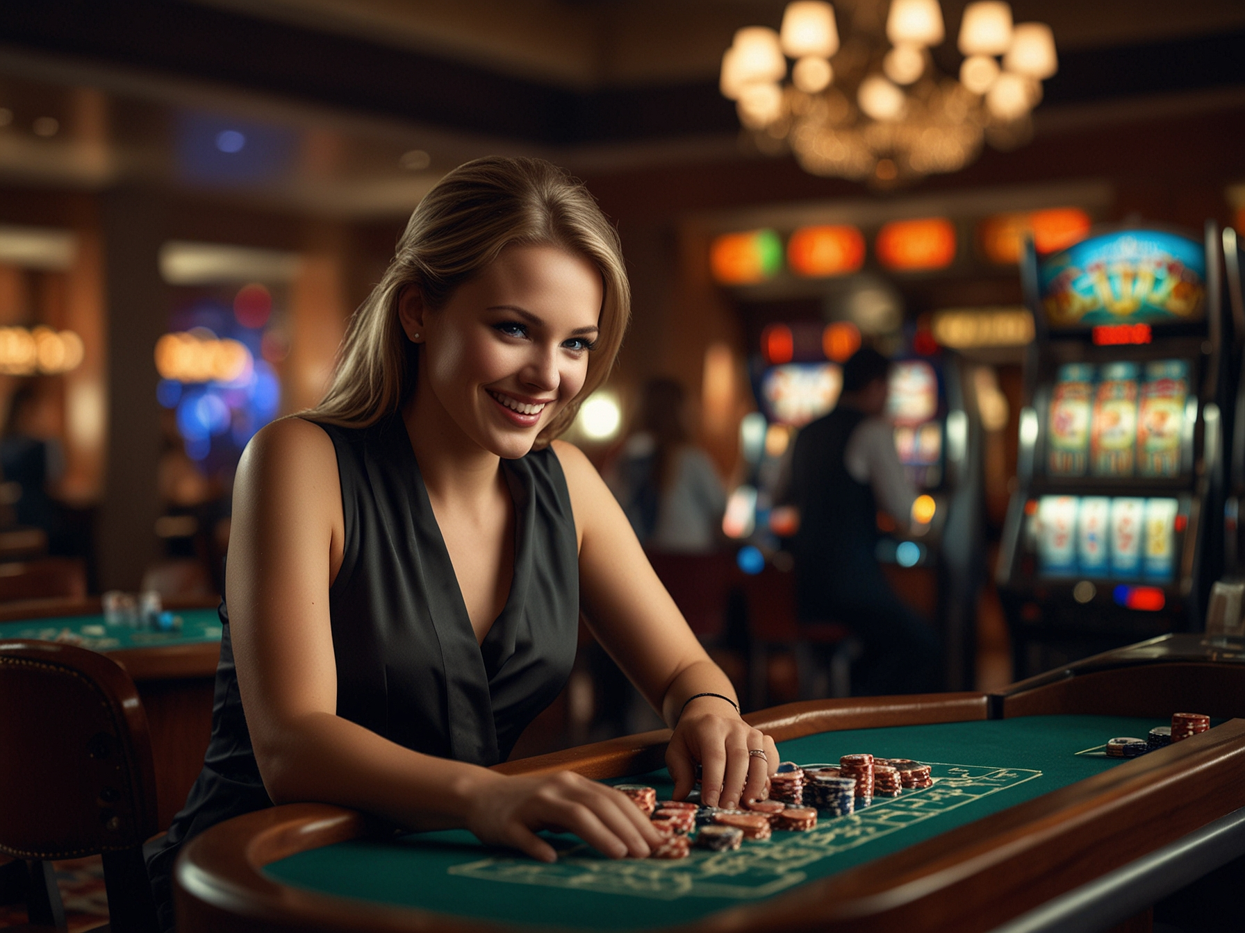Player celebrating a win at a casino table
